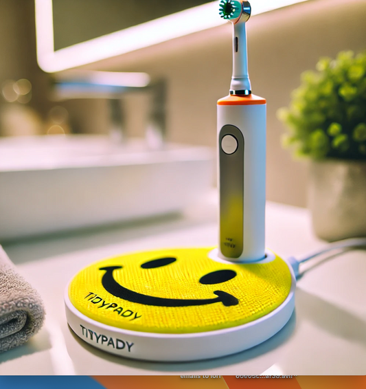 Brighten Up Your Bathroom with TidyPady's Smiley-Face Electric Toothbrush Charger Protection Pad!